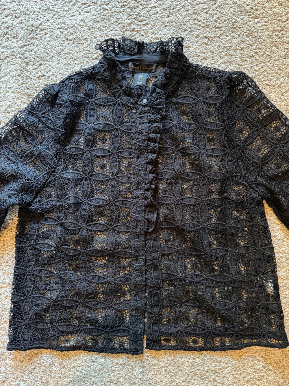 NWOT House of Harlow 1960 Black Lace Blouse Size Medium